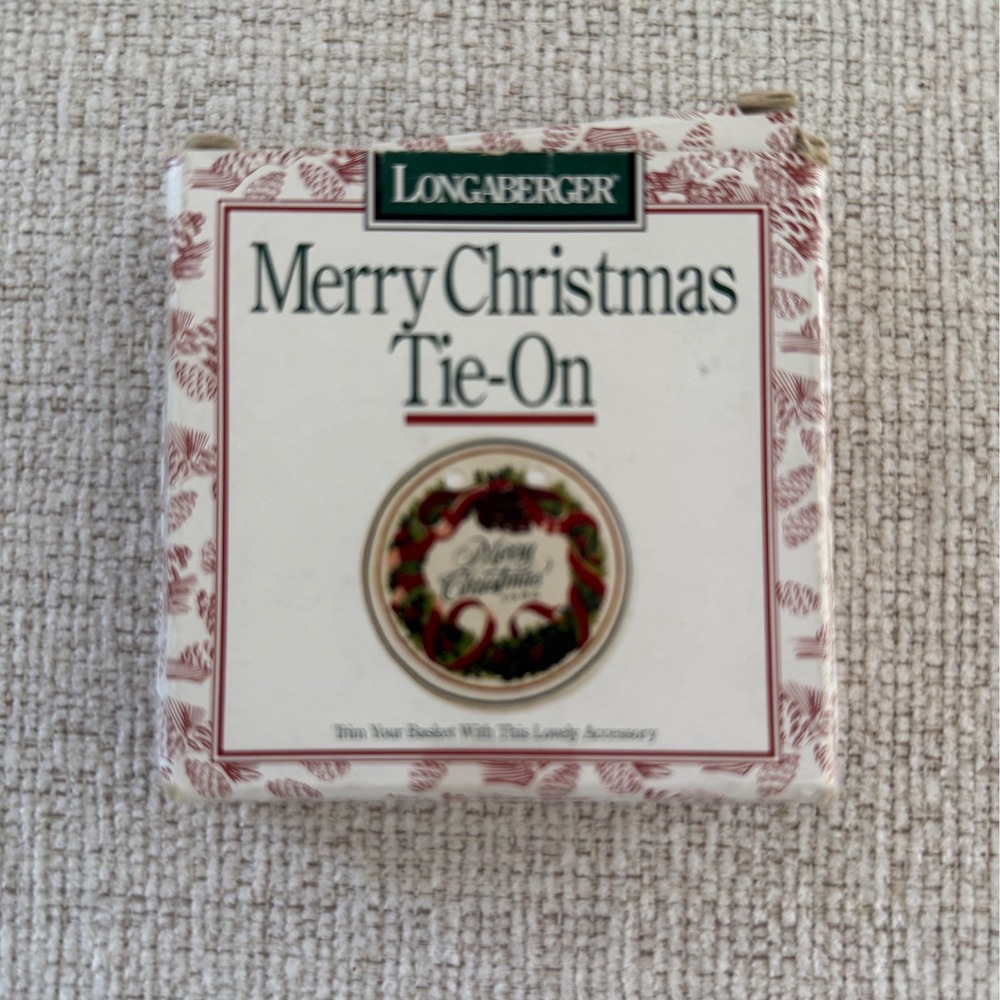 Vintage Longaberger the Box 1996 Merry Christmas Tie - On Basket Accessory